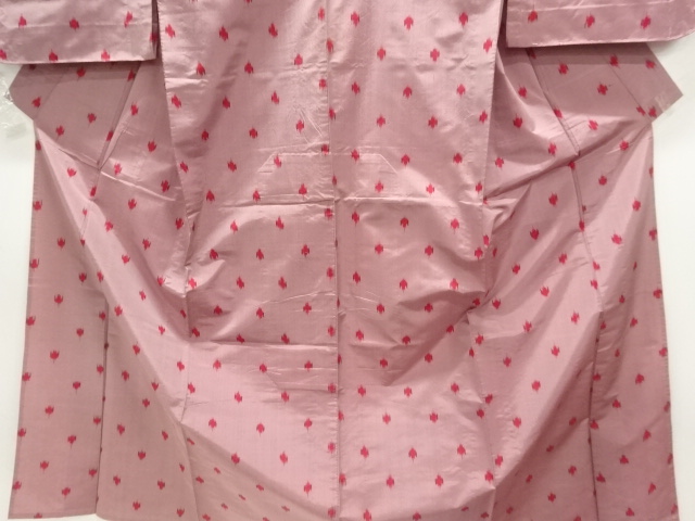  アンティーク　抽象模様織出し銘仙単衣着物